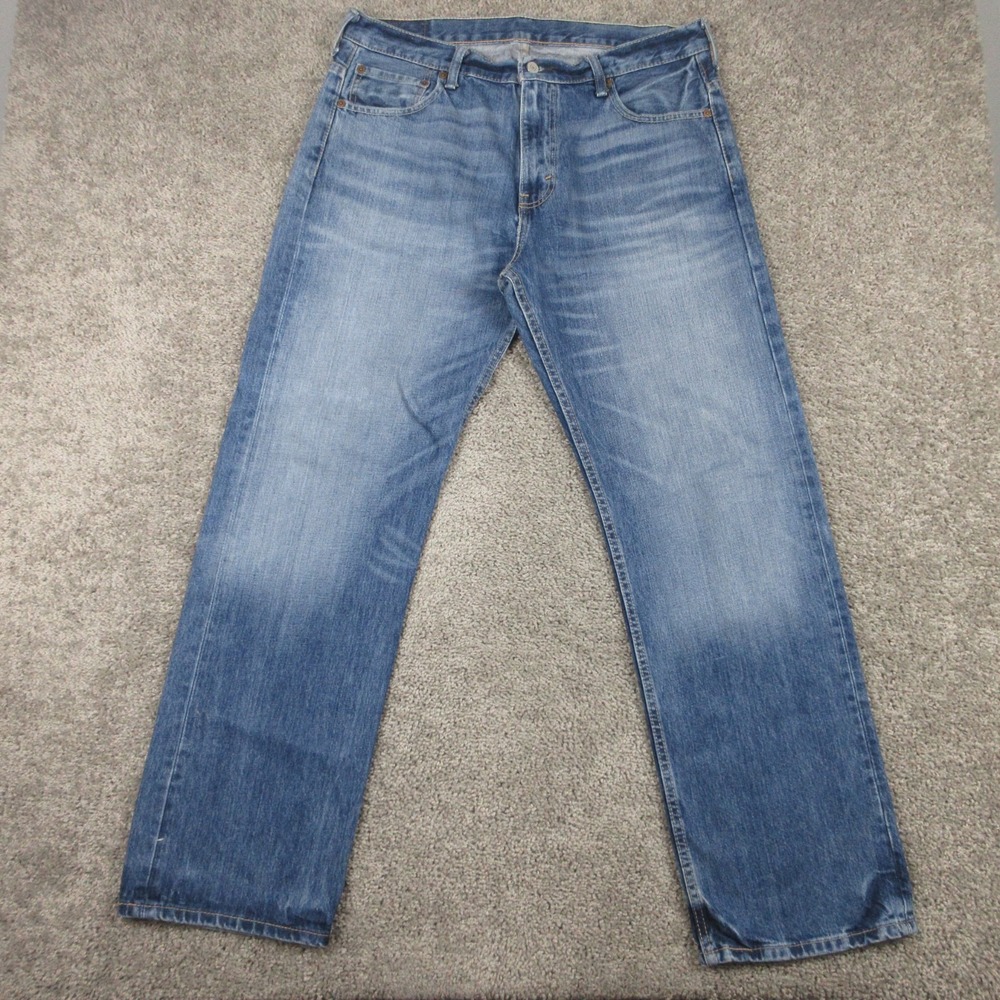 Levis Jeans Mens 34x32 Blue 569 Loose Straight Baggy Faded Whisker Denim Pants